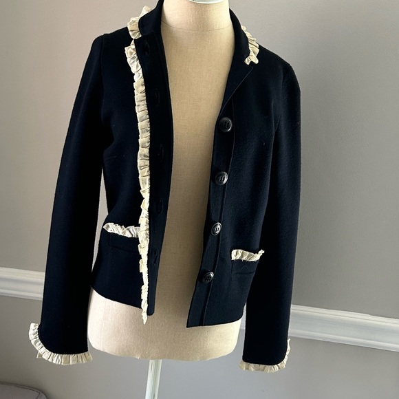 Beautiful J Crew Lady Jacket with silk ruffle trim - Picture 6 of 9